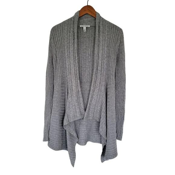 Autumn Cashmere Wool Asymmetric Open Front Cardigan Women M Gray Italian Yarn - Picture 1 of 9